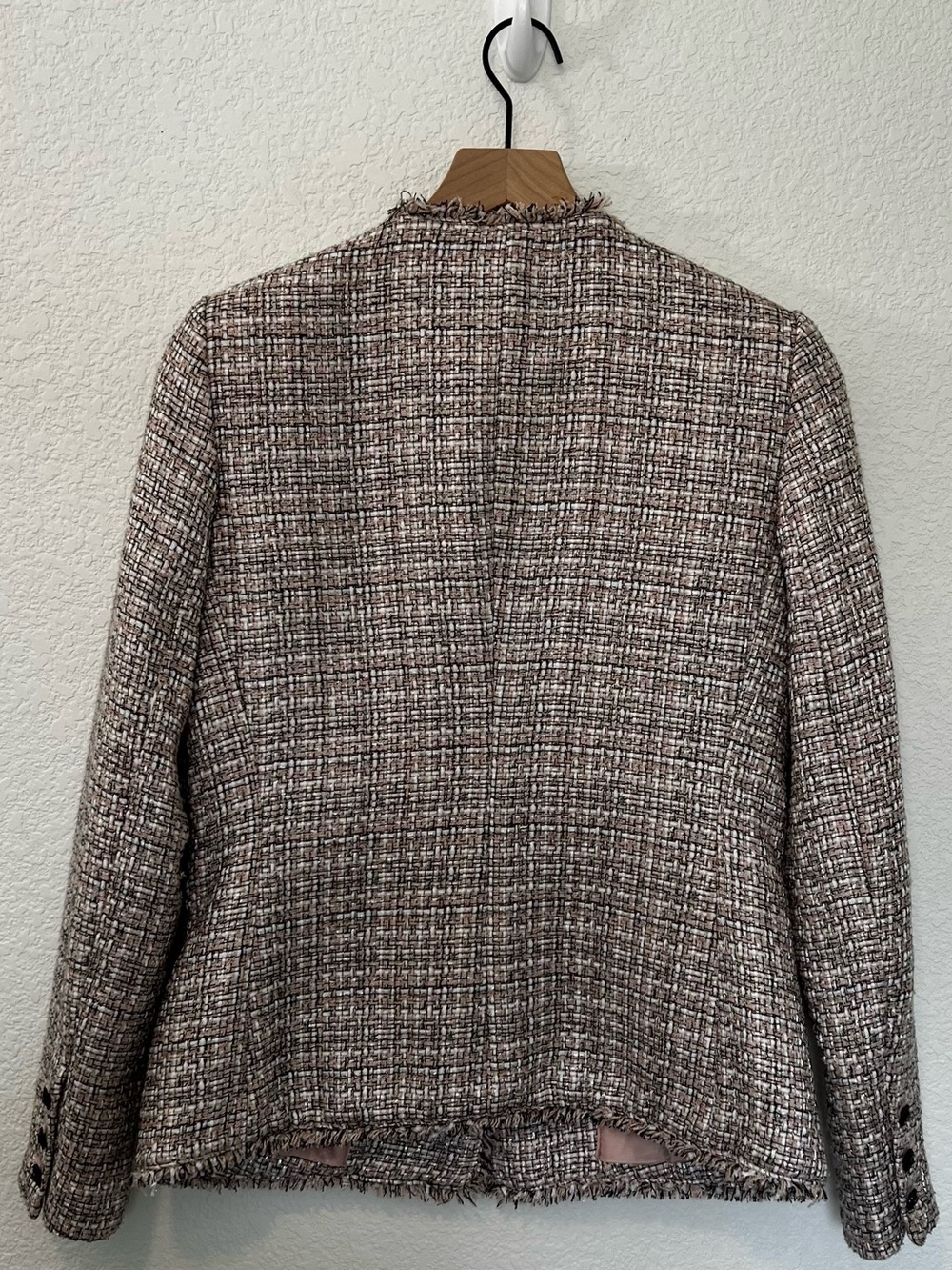 Karl Lagerfeld Paris Fringed Tweed Blazer- Size 6 - Picture 6 of 8